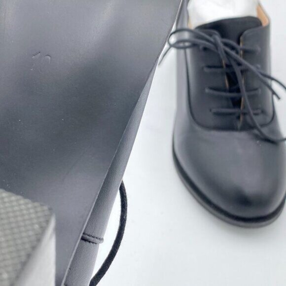 Black Women's Lace-Up Oxfords Almond Toe Chunky Heel Casual Shoes - Picture 6 of 6